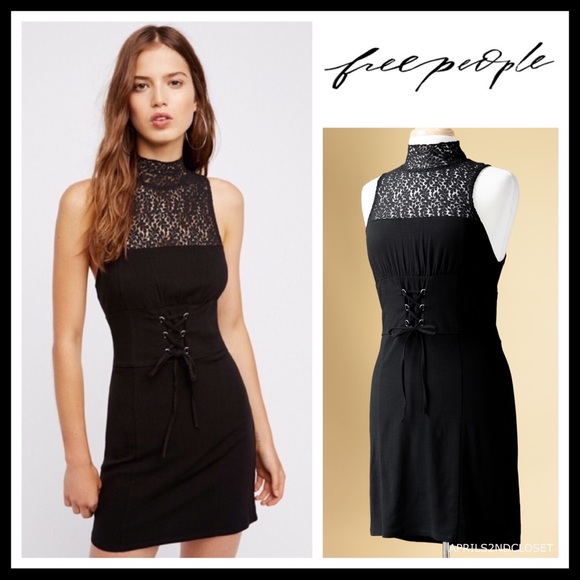 Free People Dresses & Skirts - FREE PEOPLE BLACK BODYCON BOHO MINI DRESS A2C